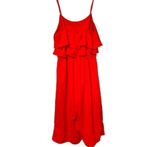 One Clothing Los Angeles Red Dressy Cami Tiered Midi Jumpsuit w/Tie Front  Sz S - Picture 3 of 6